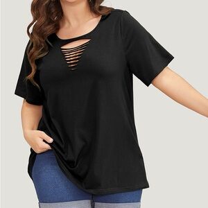 BloomChic Black Cut-Out Women's Top Plus Size 3X